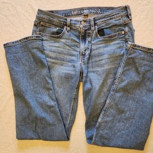 American Eagle Light Blue Denim with Tan Patch